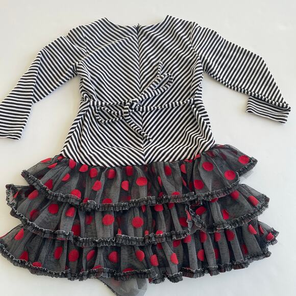 Isobella & Chloe Red and Grey Party Dress - Size 3T - Picture 3 of 5